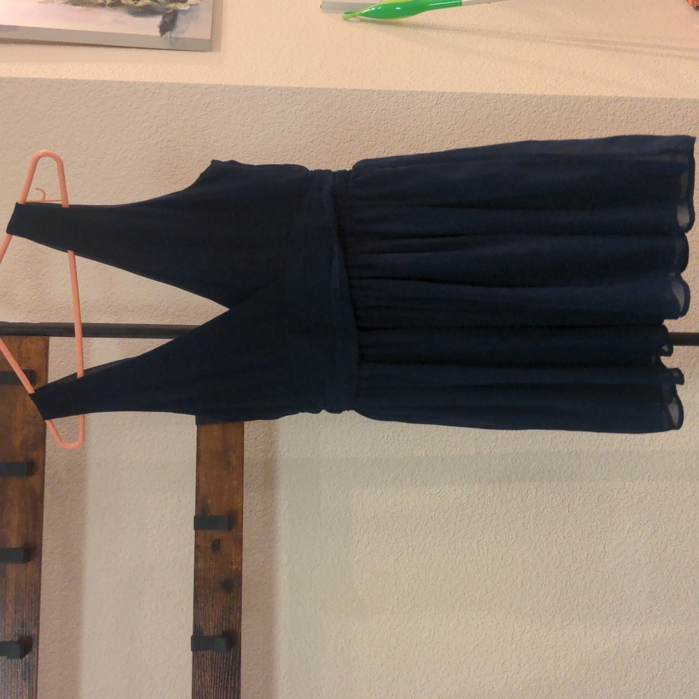 Navy cocktail mini dress.